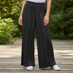 Adrianna Papell Black and Gray Wide Leg Flowy Boho Beachy Pants
